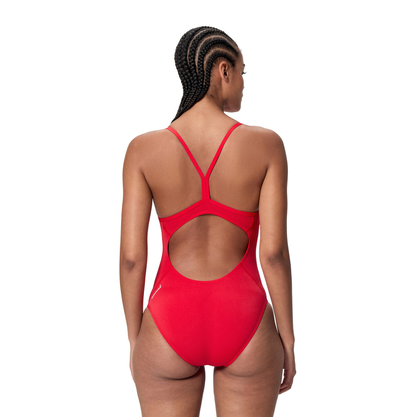 Speedo Dames Badpak Endurance+ Logo Thin Strap Rood/Wit