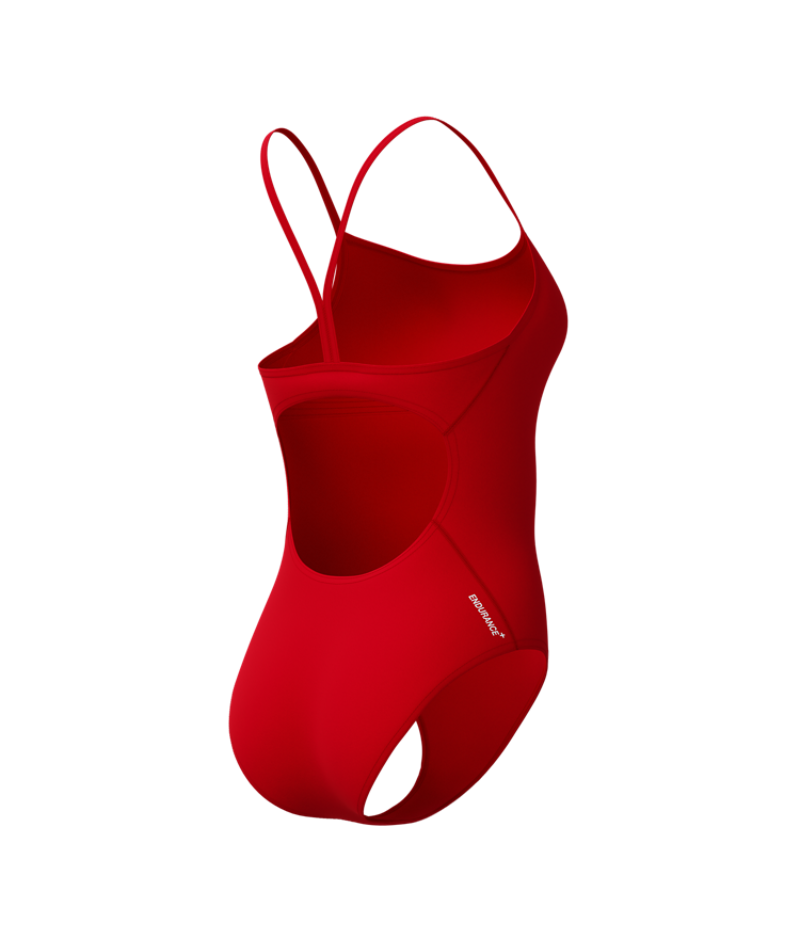 Speedo Dames Badpak Endurance+ Logo Thin Strap Rood/Wit