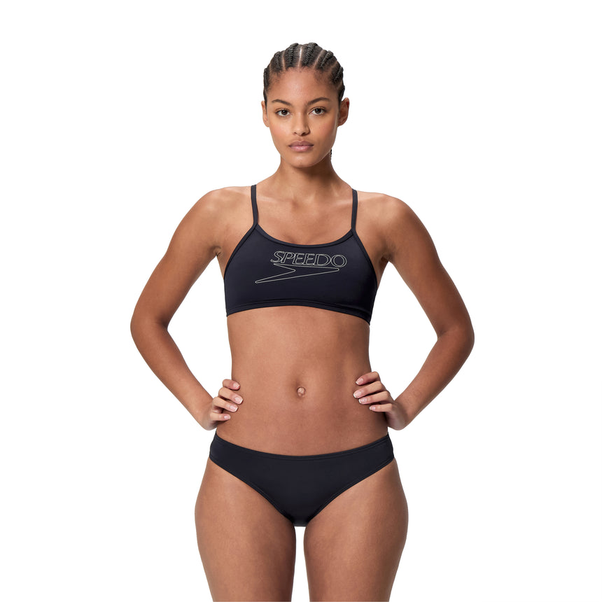 Speedo Dames Bikini Endurance+ Logo Thin Strap Zwart/Wit
