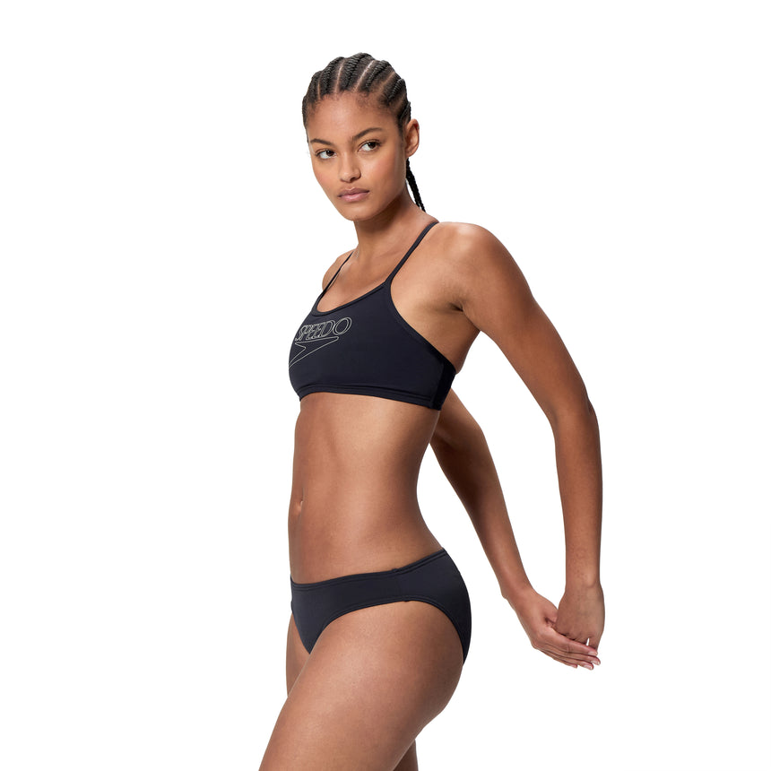 Speedo Dames Bikini Endurance+ Logo Thin Strap Zwart/Wit