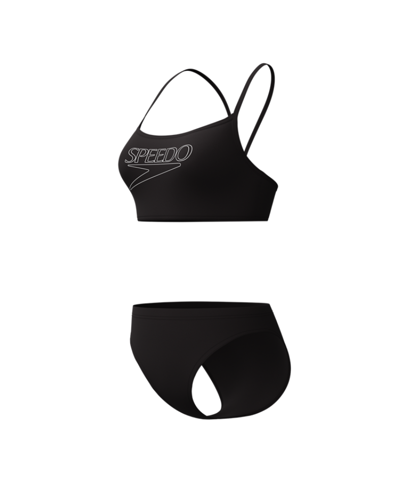 Speedo Dames Bikini Endurance+ Logo Thin Strap Zwart/Wit