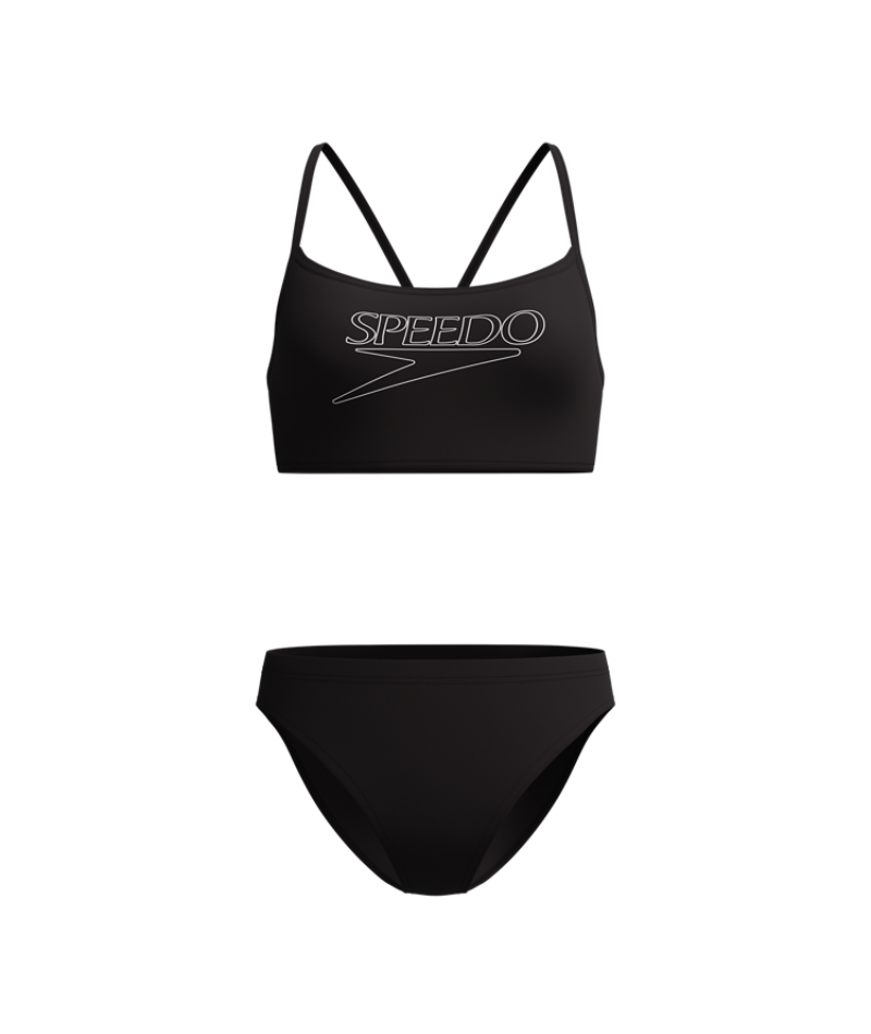 Speedo Dames Bikini Endurance+ Logo Thin Strap Zwart/Wit