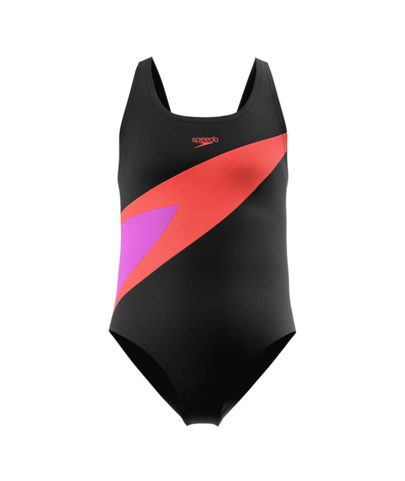 Speedo Mädchen Badeanzug Hyperboom Butterfly Back Anthrazit/PostItPnk