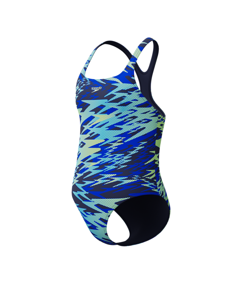 Speedo Meisjes Badpak Hyperboom Print Medalist Marine/Groen