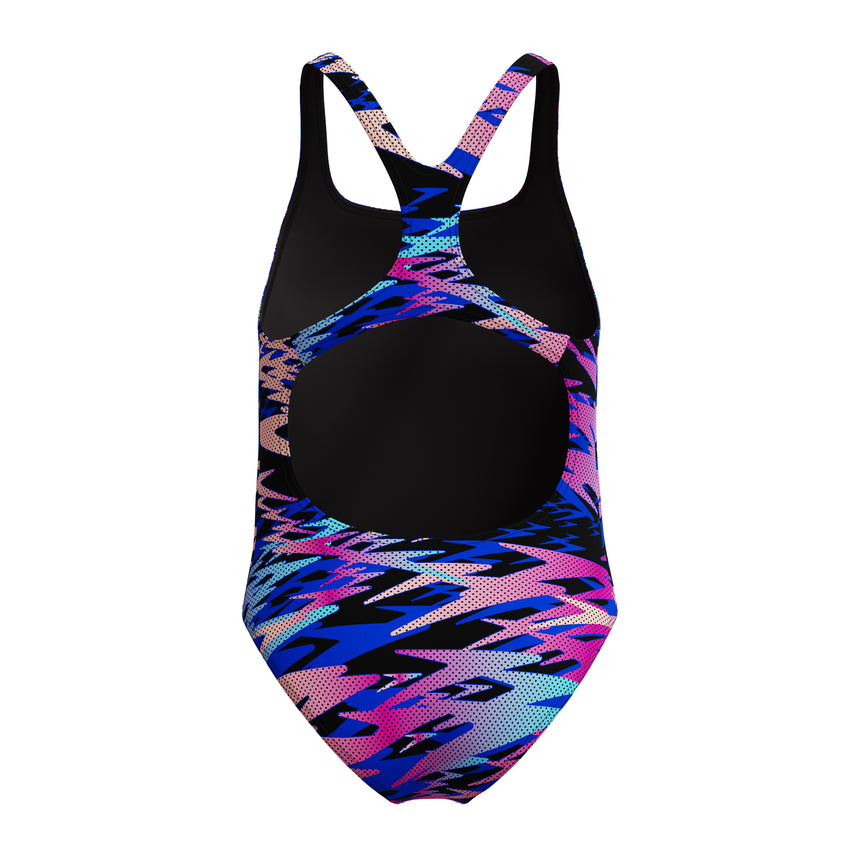 Speedo Meisjes Badpak Hyperboom Print Medalist Zwart/Roze