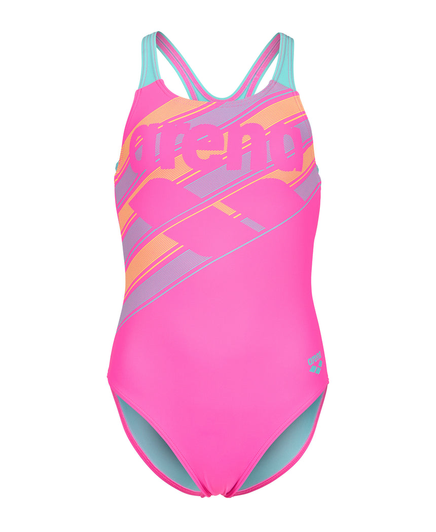Arena Meisjes Badpak Line Swim Pro Back Shocking Pink Water