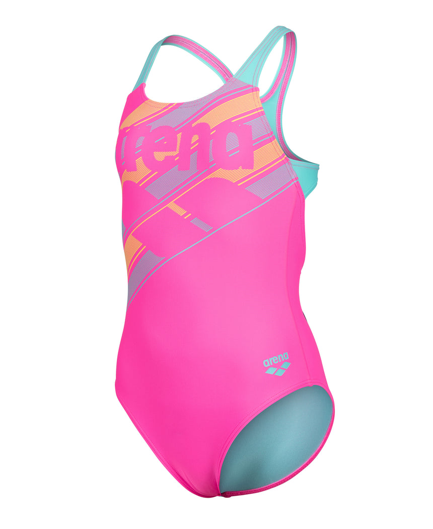Arena Meisjes Badpak Line Swim Pro Back Shocking Pink Water