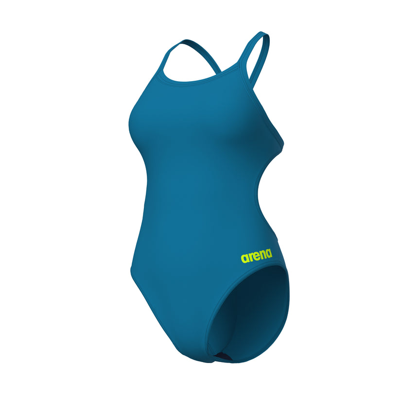 Arena Dames Badpak Team Challenge Solid Blauw-Cosmo/Arctic-Lime