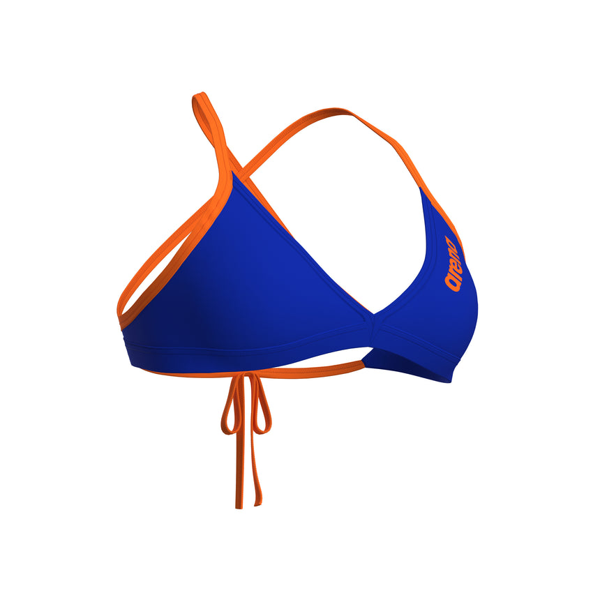 Arena Womens Bikini Top Team Tie Back Solid Neon Blue Team Orange