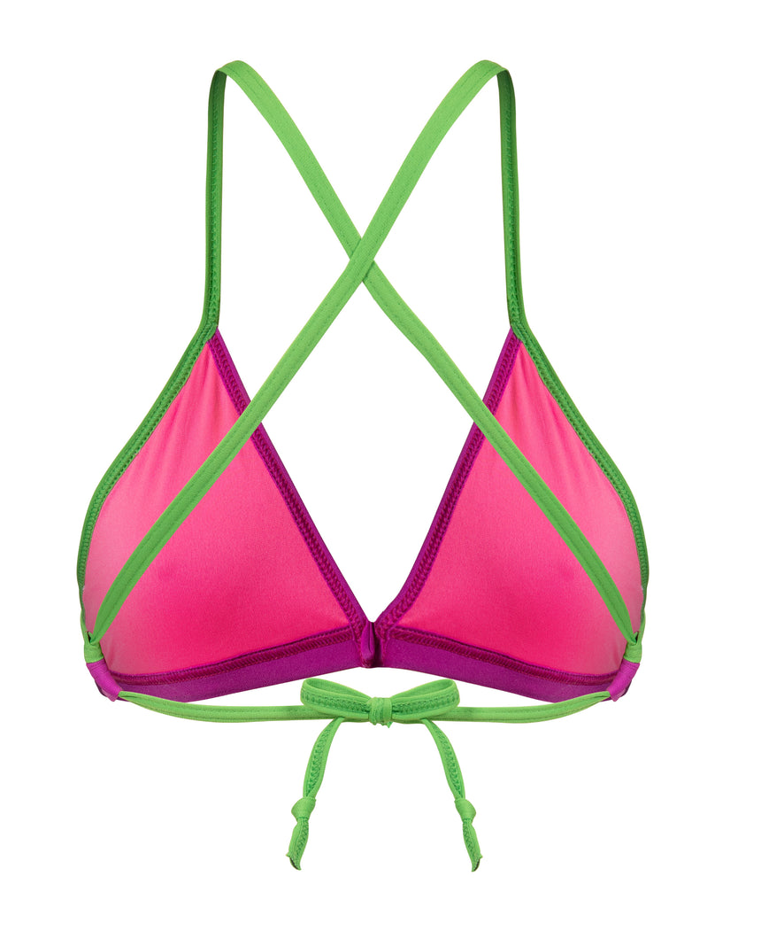 Arena Dames Bikini Top Team Tie Back Solid Very Fuchsia Team Groen