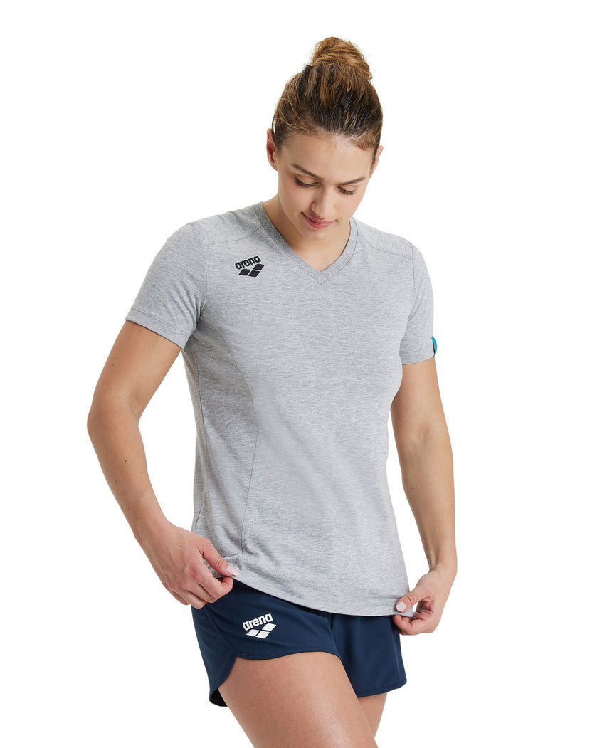 Arena Dames T-shirt Team Panel Heather-Grijs