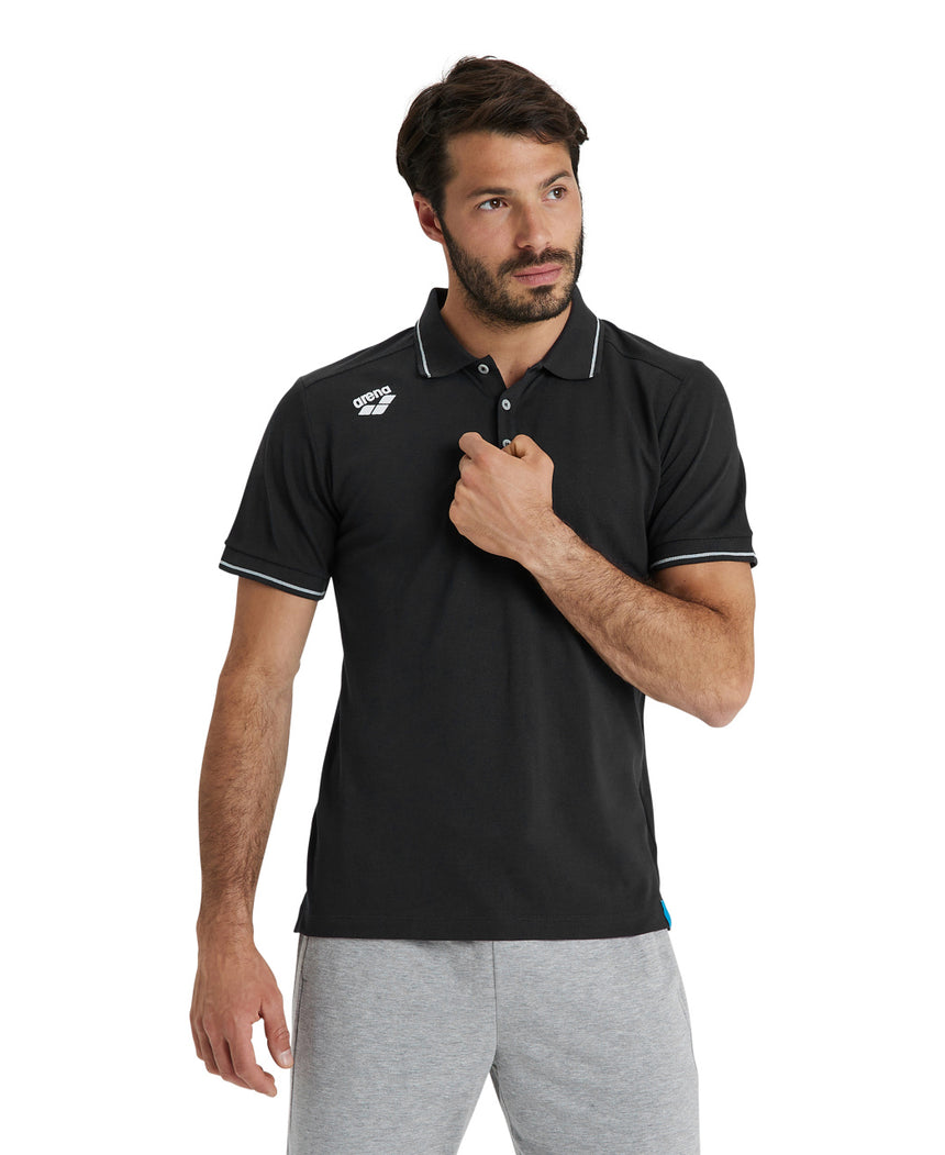 Arena Poloshirt Team Solid Cotton Zwart
