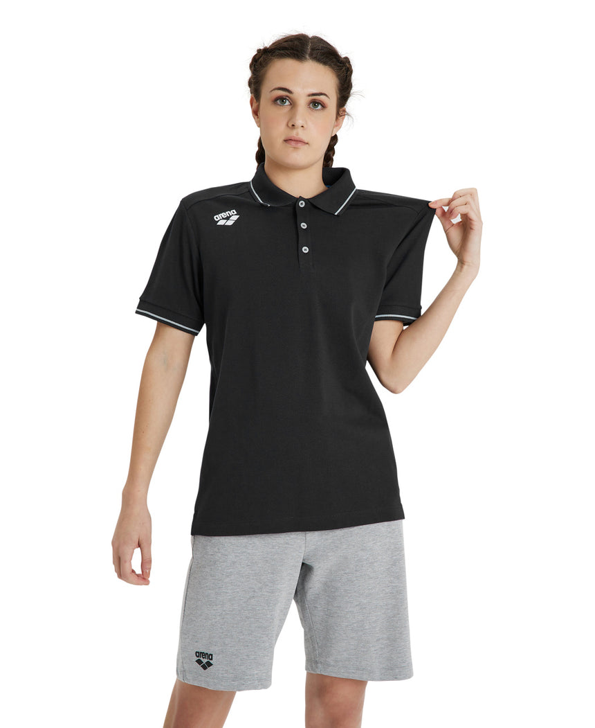 Arena Poloshirt Team Solid Cotton Zwart