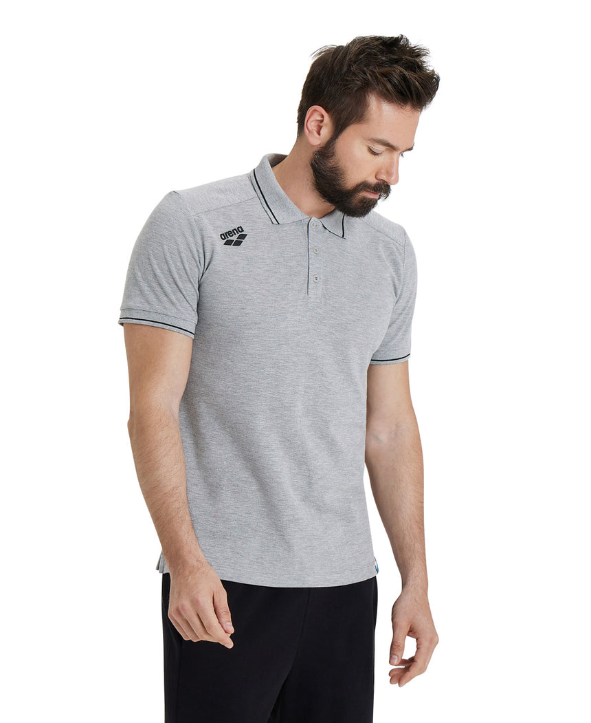 Arena Poloshirt Team Solid Cotton Heather-Grijs