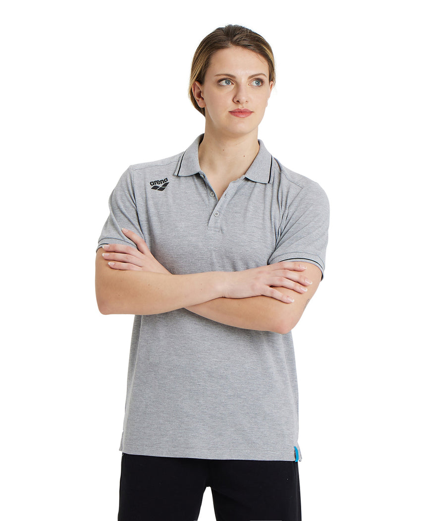Arena Poloshirt Team Solid Cotton Heather-Grijs