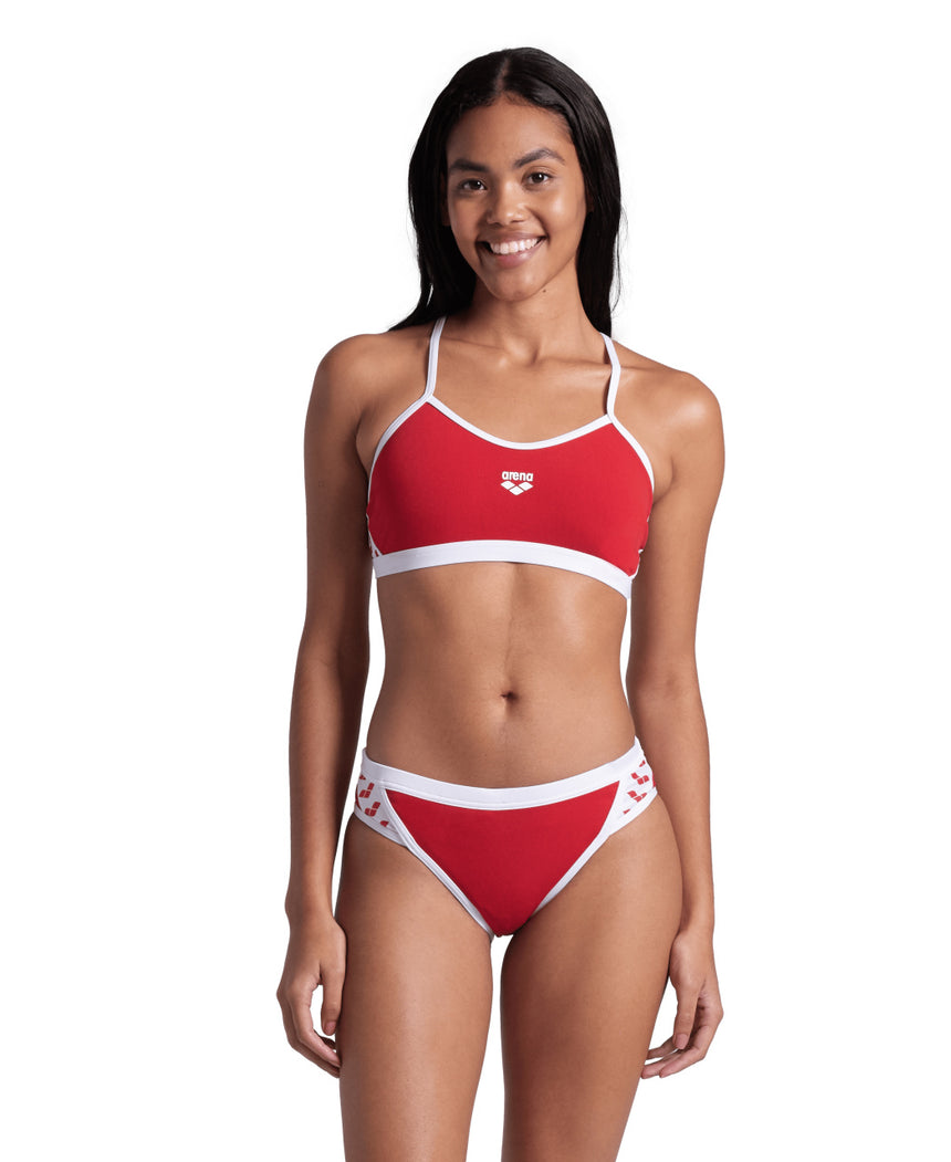 Arena Bikini Icons Cross Back Solid Rood/Wit