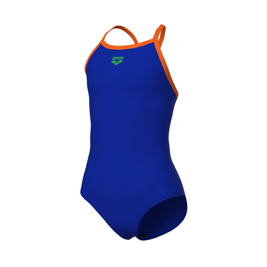 Arena Meisjes Badpak Light Drop Solid Neonblauw Team Oranje