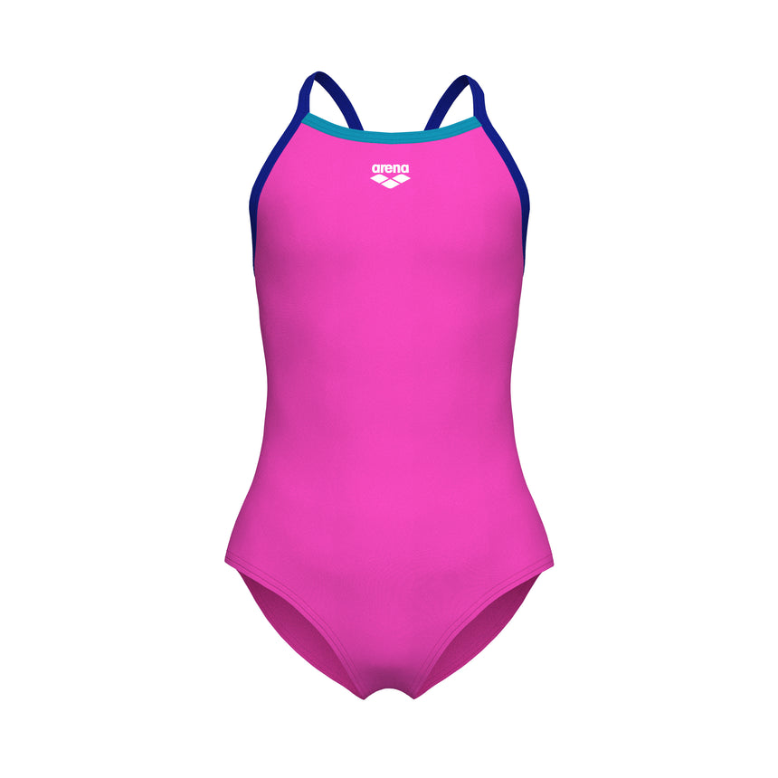 Arena Meisjes Badpak Light Drop Solid Shocking Pink Neonblauw Eyeblush
