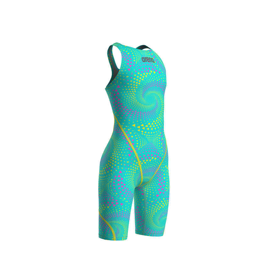 Arena Meisjes Wedstrijdbadpak Powerskin ST Next Open Rug Limited Edition Fireflow/Blauwgroen