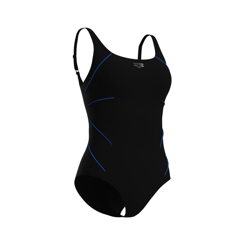 Arena Dames Badpak Jewel One Piece Low C Cup R Zwart Helderblauw