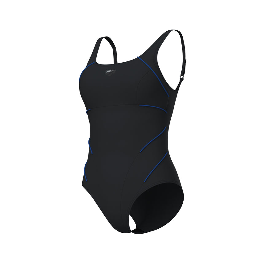 Arena Damen Badeanzug Jewel Low C Cup R Nacht/Grau/Leuchtblau