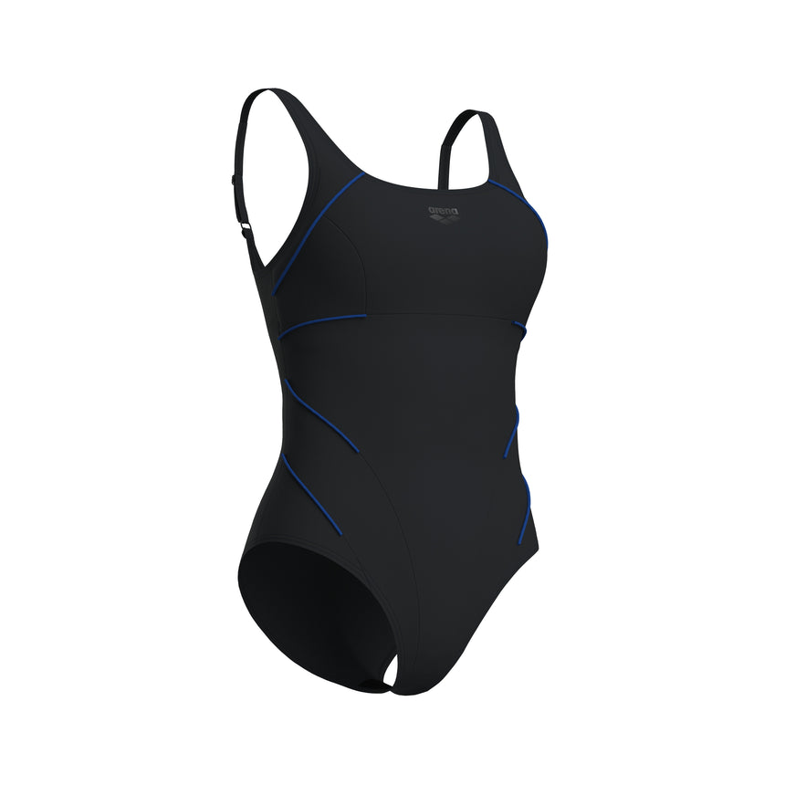 Arena Damen Badeanzug Jewel Low C Cup R Nacht/Grau/Leuchtblau