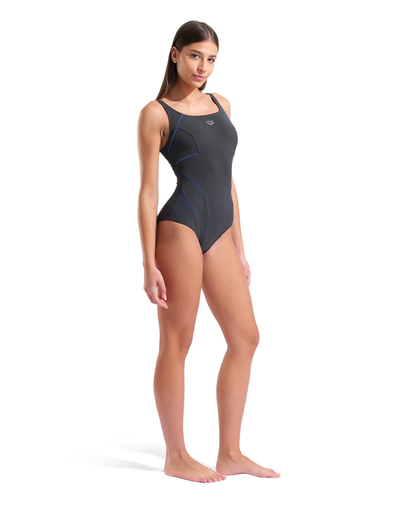 Arena Damen Badeanzug Jewel Low C Cup R Nacht/Grau/Leuchtblau