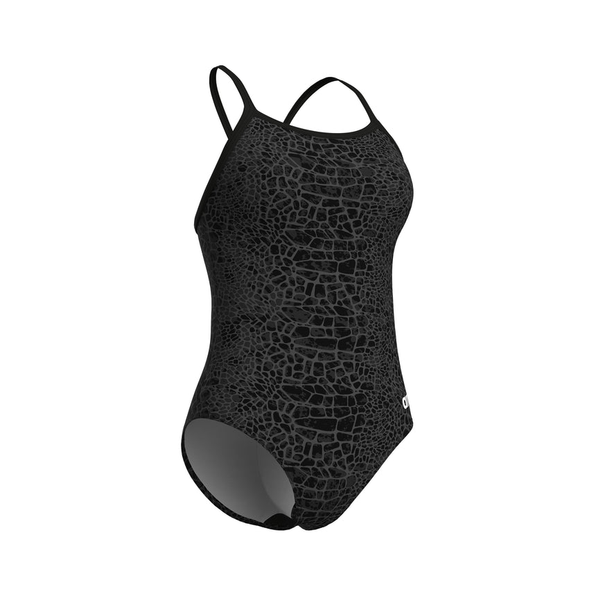 Arena Dames Badpak Snakeskin Lightdrop Back Zwart Team Zwart