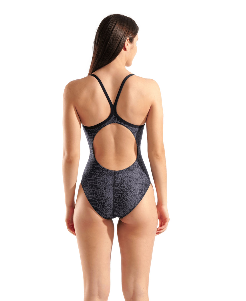 Arena Dames Badpak Snakeskin Lightdrop Back Zwart Team Zwart