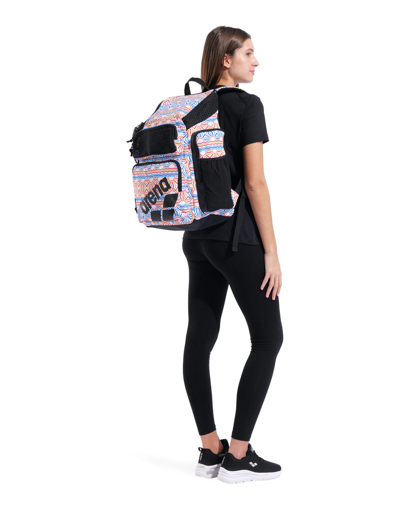 Arena One Go Backpack 45L AO Sunrise worn view