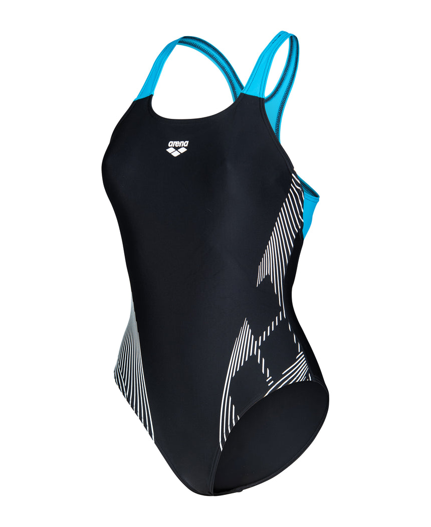 Arena Dames Badpak Lily Swim Pro Back L Zwart Turquoise