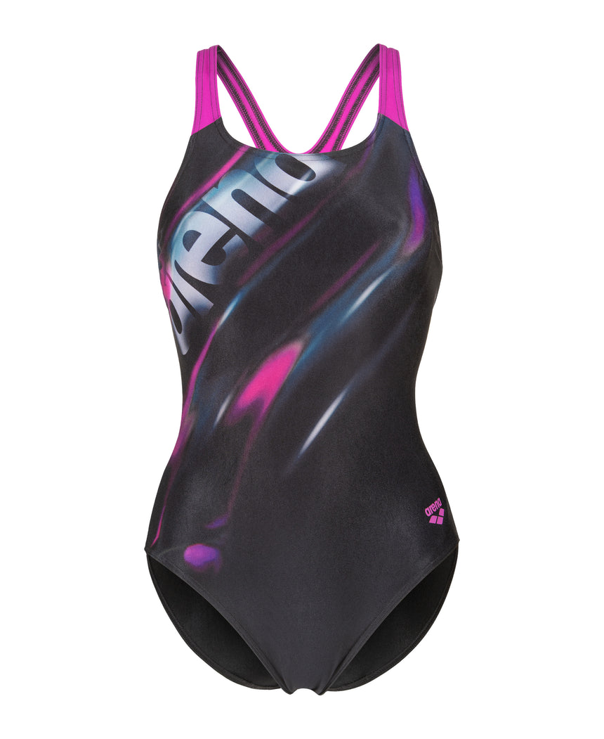 Arena Dames Badpak Placement Swim Pro Back Zwart Multicolor Very Fuchsia