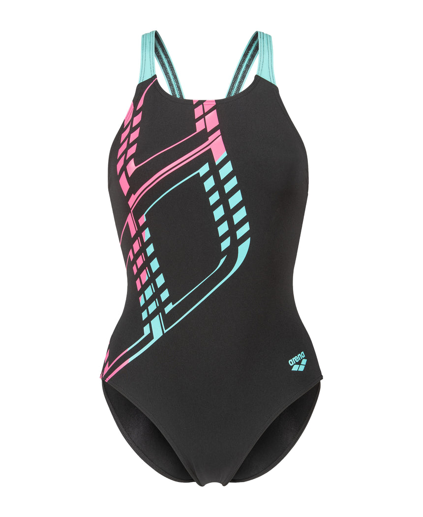 Arena Dames Badpak Graphic Swim Pro L Zwart Water