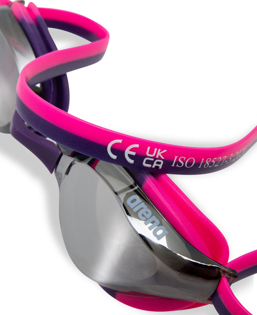 Arena Kinderzwembril Python Junior Mirror Zilver Shocking Pink Plum