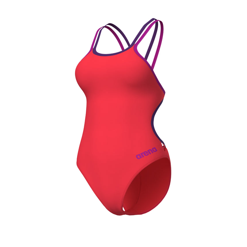 Arena Badpak Solid Double Cross Back Bright Coral