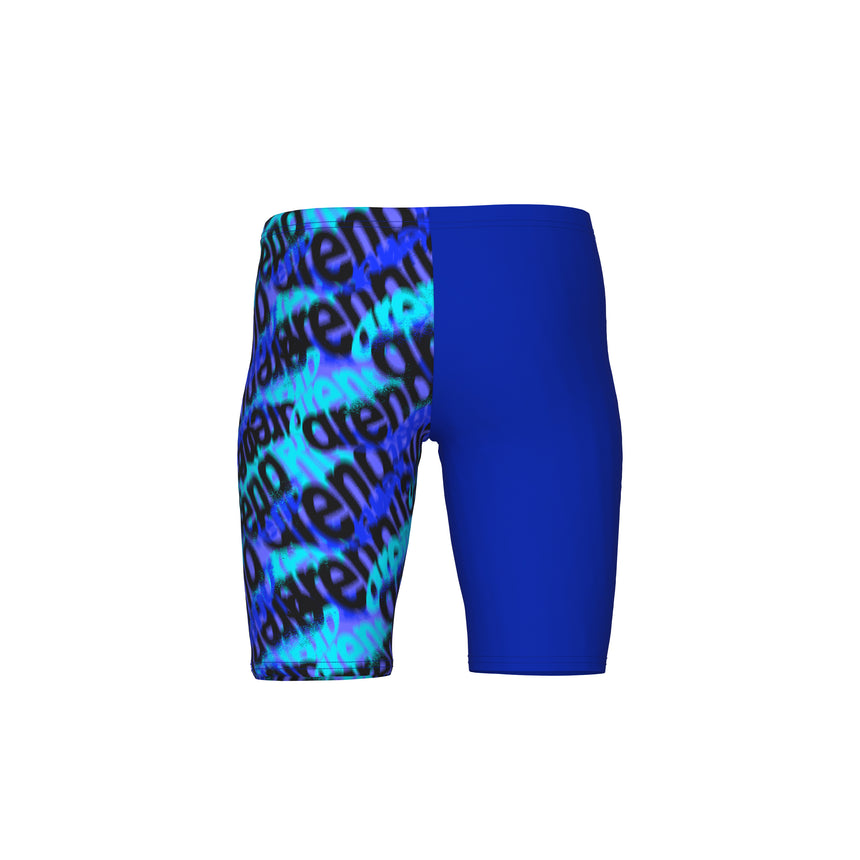 Arena Jungen Schwimmjammer Crowded Neon-Blau/Neon-Blau/Multi