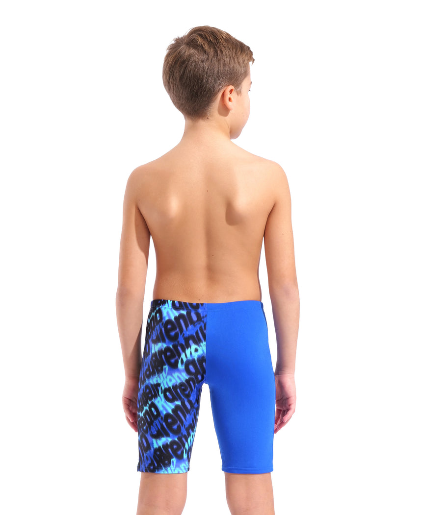 Arena Jungen Schwimmjammer Crowded Neon-Blau/Neon-Blau/Multi