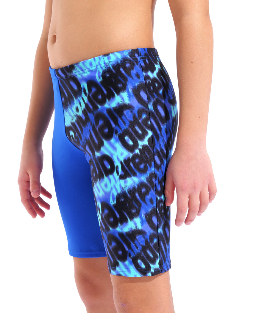 Arena Jungen Schwimmjammer Crowded Neon-Blau/Neon-Blau/Multi