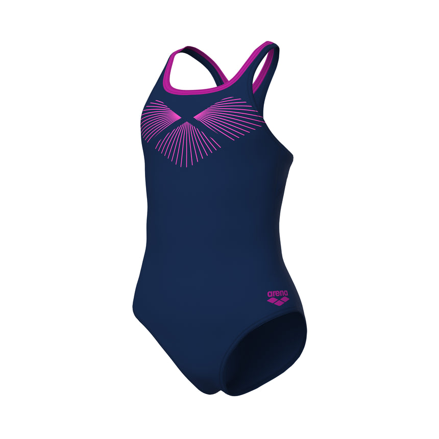 Arena Mädchen Badeanzug Bay Swim Pro Back Marine/Knall-Fuchsia