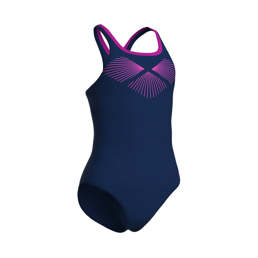 Arena Mädchen Badeanzug Bay Swim Pro Back Marine/Knall-Fuchsia