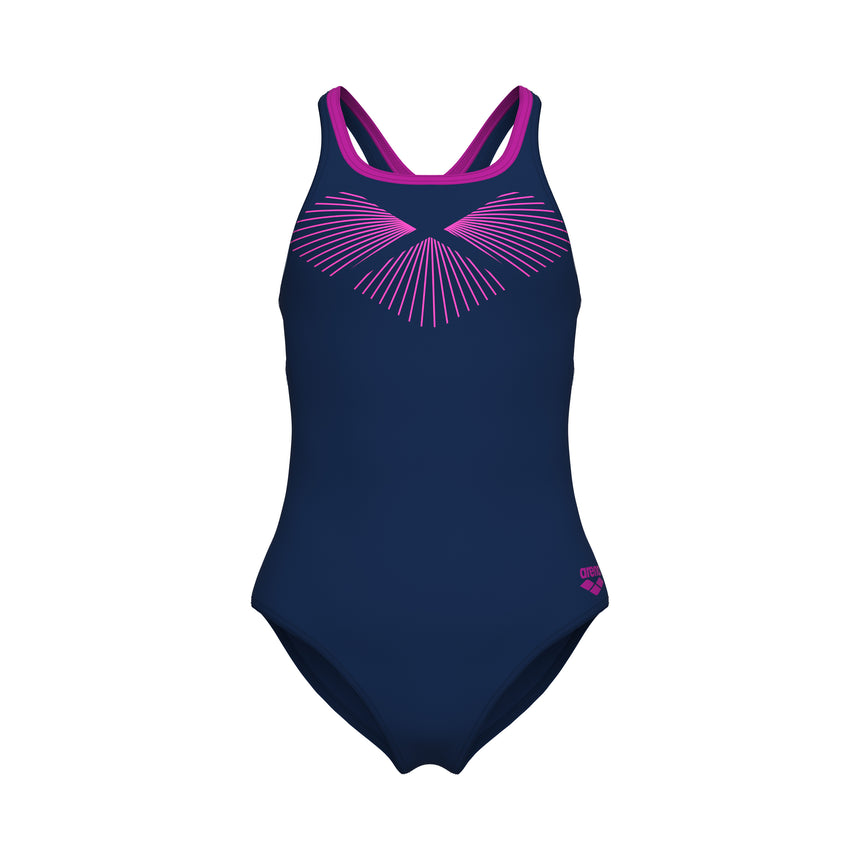 Arena Mädchen Badeanzug Bay Swim Pro Back Marine/Knall-Fuchsia