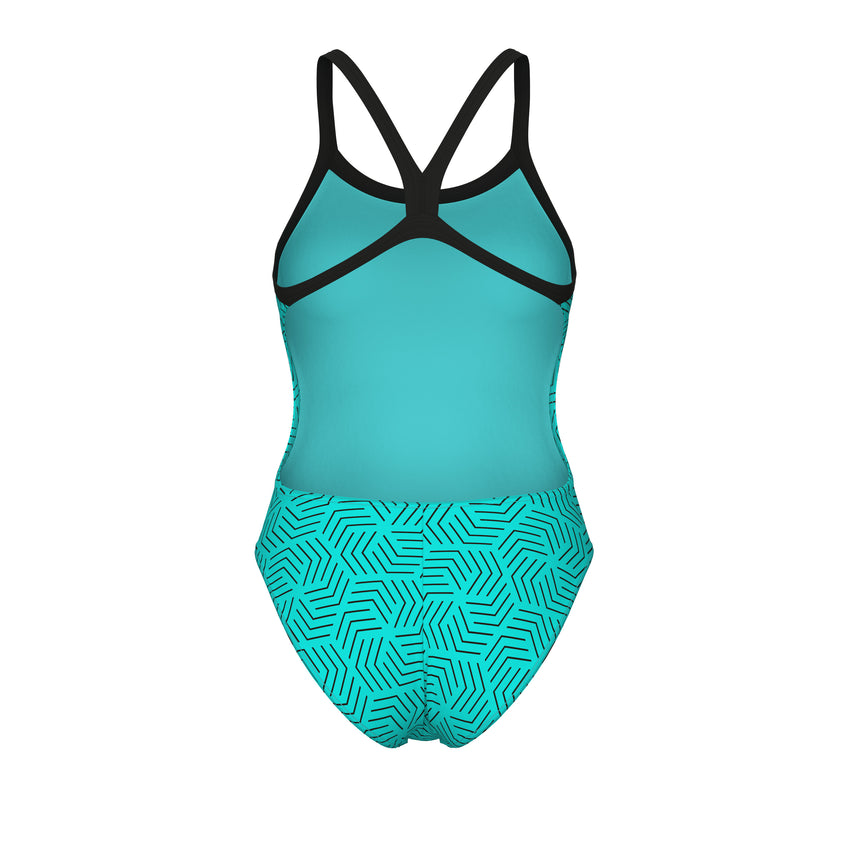 Arena Dames Badpak Allover Challenge Back Water/Multi-Black