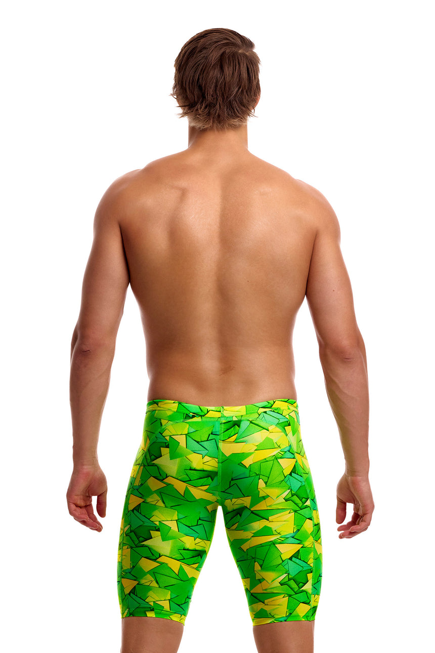Funky Trunks Men's Training Swim Jammer Try Tonic back view on model