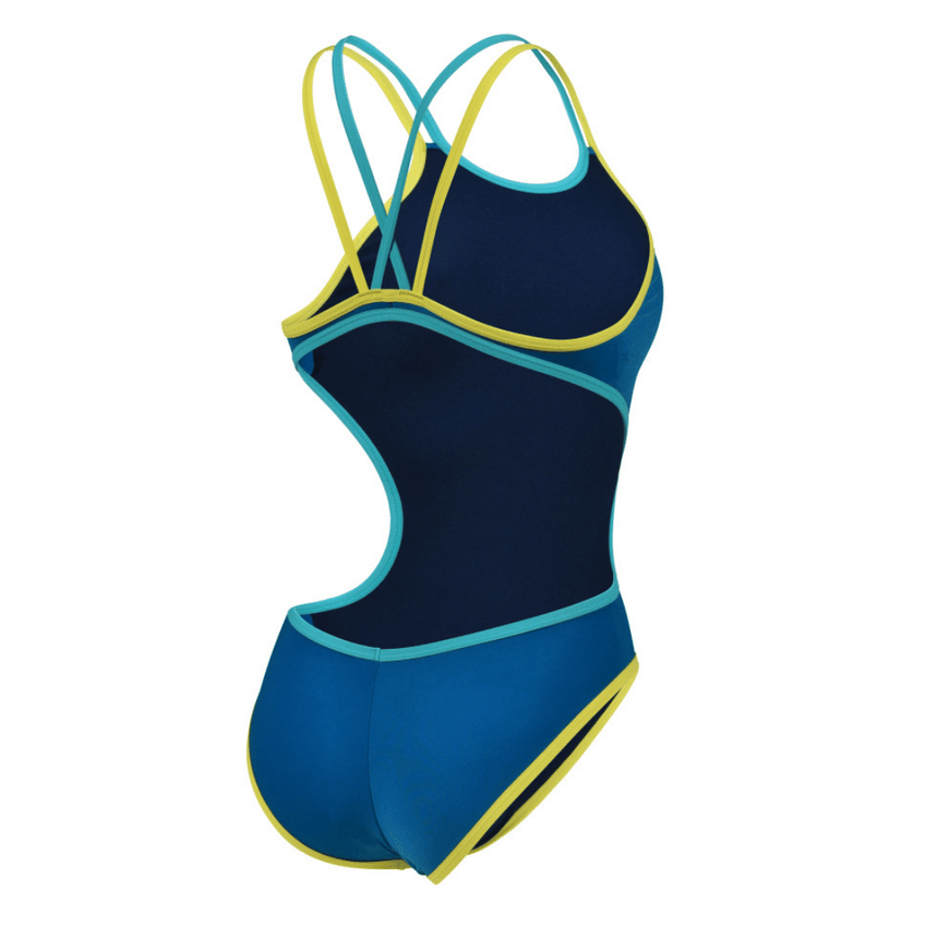 Arena W One Double Cross Back One Piece Blue-Softgreen