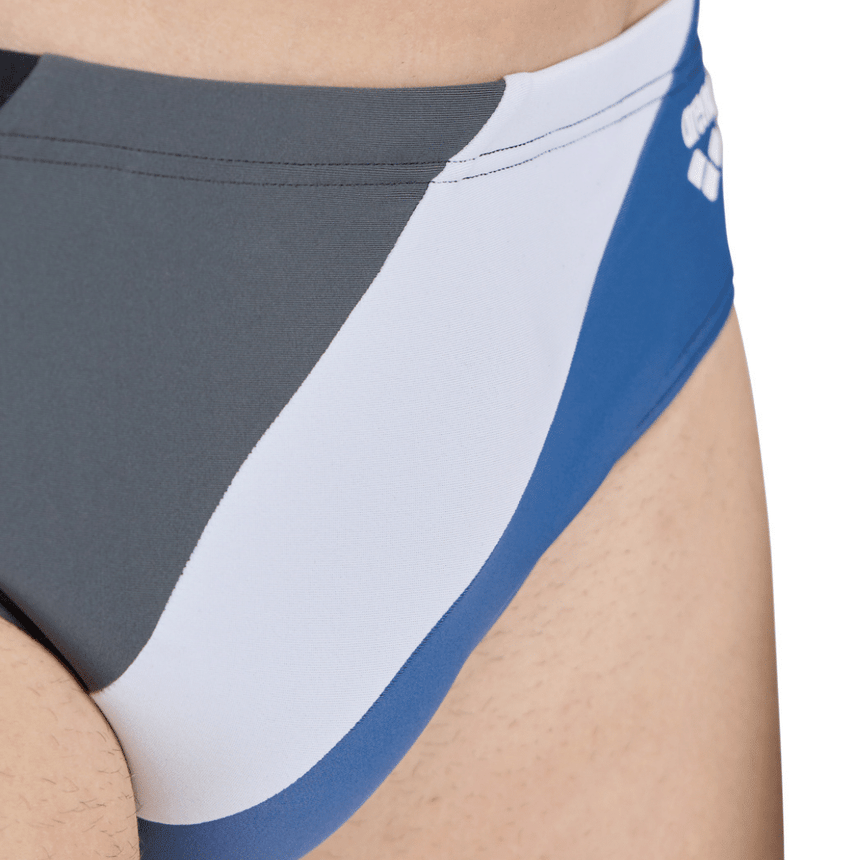 Arena Herren Badeslip Waves Profile Brief Blackasphalt-Grey-Blue-White