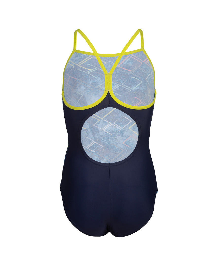 Arena Meisjes Badpak Daly Light Drop Back Marineblauw-Zachtgroen