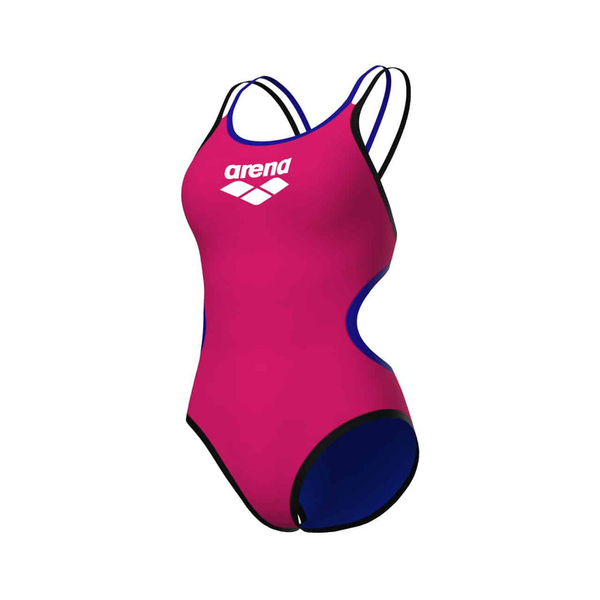 Arena Badpak One Double Cross Back One Piece Roze-Neon-Blauw-Zwart