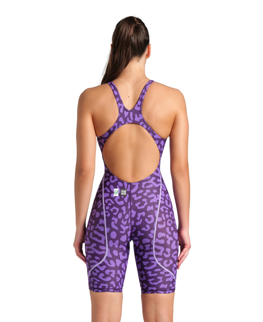 Arena Wedstrijdbadpak Powerskin ST Next Open Back Leopard Paars