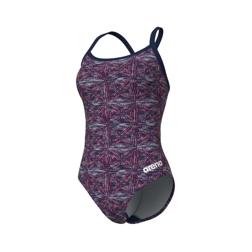 Arena W Abstract Tiles Swimsuit Lightdrop Navy-Red-White-Blue