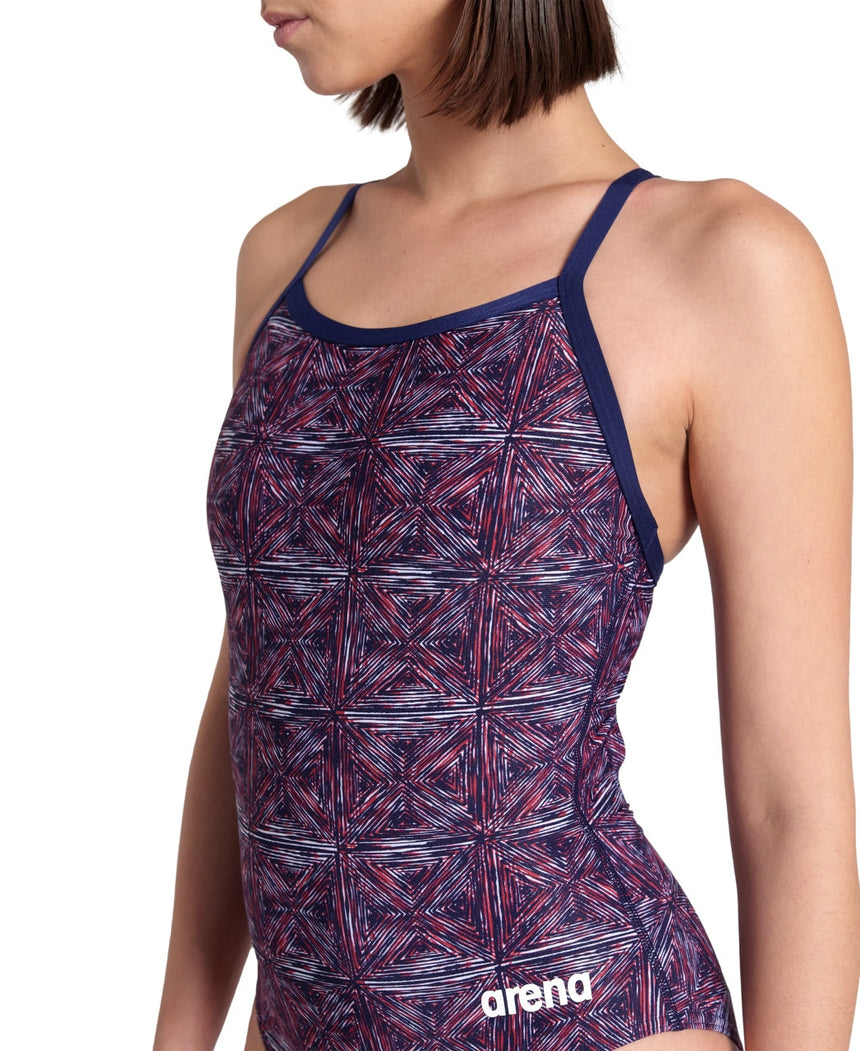 Arena W Abstract Tiles Swimsuit Lightdrop Navy-Red-White-Blue
